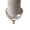 Conjunto de Dos Piezas para Pulsera y Collar con Colgante de Mariposa Inteligente con Hebilla de Nutria, Estilo Fragante Ins de Lujo Ligero Transfronterizo, Perla Imitación Barroca