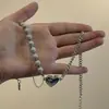 Vela Aromática Dulce Tipsy Lujo Elegante, Collar Versátil de Perlas en Forma de Corazón, Diseño de Nicho, Cadena de Clavícula de Gama Alta