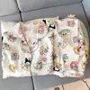 Pijama de Gaze de Algodão Puro com Desenho de Dachshund e Nuvem para Mulheres 2026 Novo Outono/Primavera Mangas Longas Cardigan Roupa de Casa Verão