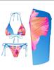 Novo Roupa de Banho Três Peças Sexy Estampada Estilo Europeu e Americano de Comércio Exterior Transfronteiriço Estilo Amarrar Estampa Lily Charm da Amazon
