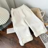 Pantalones de invierno para niñas, nuevos, gruesos, para bebés, con un botón y un reborde, de pana de terciopelo, rectos.