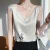 Satén de Seda 2026 Primavera/Verano Nuevo para Mujer Ajustado Cuello en V Doble Hombro Estampado Elegante Prenda Interior Superior Camisola