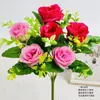 Haste Única com 6 Botões de Rosa, Decoração de Flor de Rosa Artificial, Flor de Seda, Flor de Tecido, Decoração de Ambiente, Decoração de Arte Floral, Decoração para Casa