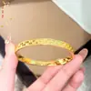 Pulsera trenzada con cuentas de latón chapado en oro, con chapado en oro real por ambos lados, pulsera versátil de lujo ligero para mujer, popular en transmisiones en vivo