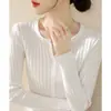 Cardigã de Tricô Versátil Estilo Francês Gola Redonda Outono 2023 Manga Longa Slim Lã Nova Roupas Femininas