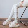 Meias de tricô compridas meias 7/8 femininas para botas de neve de outono e inverno capa de perna meias quentes de pelúcia espessadas