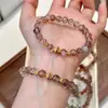 Terço longo feito sob medida de Cristal de Cabelo de Cobre Shunfa da Mina Velha, contas espaçadoras douradas estilo chinês, pulseira de cristal de múltiplos fios, fornecimento exclusivo feito sob medida