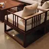 Sofá Estilo Chino Nuevo Suo Mao Madera Maciza Simple Moderno Zen Nogal Negro Sofá Grande Sala de Estar Sofá de Tela