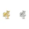 Pendientes de Tulipan de Zirconia Transfronterizos, Pequeños y Delicados, Nuevo Estilo Verano 2025 Pendientes Elegantes para Mujer, Clavos para Hélice