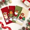 Decorações de Natal transfronteiriças: Capas de juta para garrafas de vinho com cordão e desenhos de Papai Noel, bonecos de neve, renas e ursos