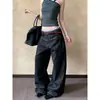 Jeans Retro Americanos de Color Original con Dobladillo Curvo para Mujer, Estilo Nuevo, Lavados y Desgastados, Corte Relajado, Adelgazantes, Pantalones Versátiles de Pierna Ancha