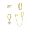 Brincos Europeus e Americanos de Trevo de Quatro Folhas Exquisitos Conjunto de Quatro Peças Brincos Elegantes de Alta Qualidade para Mulheres Joias para Orelha
