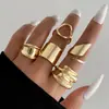 Anillo Set de Metal con Textura Brillante Estilo Frío Geométrico Exagerado Anillo de Dedo de Gama Alta Venta Caliente Transfronteriza Europea y Americana Nicho
