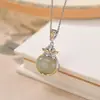 Yiluyin Prata Esterlina S925 Bicolor Jade Água Clara Moeda de Cobre Saco da Sorte Pingente Vintage Personalizado Elegante