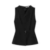 Comércio Exterior Atacado Primavera Novo Estilo Europeu e Americano Slim Fit Sem Mangas Top com Cinto 1322617