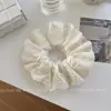 Scrunchie de laço de renda bege estilo coreano para mulheres, acessório de cabelo de alta qualidade para prender o cabelo em um coque, ornamento de cabelo suave e elegante