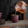 Venta al por mayor del fabricante cuenco con tapa Junyao Sancai, juego de té kung fu estilo chino morado, cuenco con tapa de cerámica para uso doméstico, cuenco para ofrenda de té