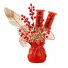 Modelo Nuevo 26 Años Cubo de Bendición Fruta Roja Arreglo Floral para Casa Nueva Sala de Estar Inauguración Regalo de Año Nuevo Decoración para Casa Nueva Venta al por Mayor