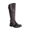 Botas de montaria femininas leves, cor sólida, estilo bota, tamanhos 38-48, botas altas de tamanho grande para exportação transfronteiriça europeia e americana, salto médio, bico redondo, sola grossa, antiderrapante