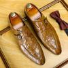 Zapatos de vestir de cuero para hombre, de negocios, de piel de vaca, de cocodrilo, con hebilla, estilo británico, de una sola capa, con un solo color, con un toque de estilo.
