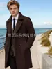 Tamanho Europeu 2024 Outono e Inverno Europeu e Americano Masculino Lã Roupas de Exterior Dupla-Face Longa Masculina Lã Roupas de Exterior