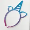 Diadema de Unicornio Aliexpress Diadema de Plástico con Purpurina de Colores Accesorios para el Cabello Europeos y Americanos Adornos para Fiestas Adornos para Cumpleaños Infantiles