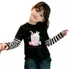 Nueva Camiseta Patchwork 2026 para Niños Pequeños, Camiseta de Manga Larga de Algodón Puro para Niñas de Primavera y Otoño