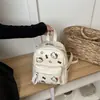 Linda bolsa cubo de dibujos animados estilo coreano ins para mujer, nuevo modelo 2025, bolso de hombro para estudiantes, adecuado para la escuela y el trabajo