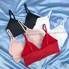 Nueva camisola sexy strapless para mujer fruncida hueca hermoso soporte de espalda capa base deportiva color sólido top sin mangas ropa interior banda de sujetador bandeau