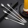 Daoqi aço inoxidável colher de gelo de café estendido colher de mistura de sorvete sobremesa coreano long handle spoon comercial atacado