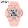 Reloj SANDA para estudiantes, doble pantalla, textura de mezclilla, reloj electrónico multifuncional, reloj electrónico deportivo impermeable transfronterizo