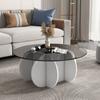 Mesa de Centro para Sala de Estar, Lujo Ligero Moderno Sala de Estar, Pequeña Mesa de Centro Redonda de Placa de Roca para Hogar, Tendencia Ins Minimalista para Balcón
