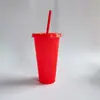 Polvo Brillante Popular Transfronterizo PP Taza de Agua Reutilizable de Plástico 24oz Taza con Popote Taza de Café Portátil Fábrica Venta al por Mayor