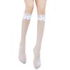 Medias hasta la pantorrilla de encaje con lazo estilo japonés blancas calcetines de medio tubo finos hasta la rodilla para niña estilo JK calcetines para pantorrilla estilo JK