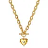 Collar con Colgante de Corazón Grabado con Láser de Números Romanos en Oro de 18 Quilates, Transfronterizo Europeo y Americano, Superventas, Acero Inoxidable, Venta al por Mayor para Mujeres