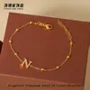 Pulseira Personalizada de Aço Titânio com Letras para Mulheres 26 Letras Inglesas Corrente de Contas Aço Inoxidável Leve Luxo Estilo Ins Personalização em Massa