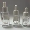 Botellas Esenciales Cuadradas de Aceite Esencial 10ml 15ml 20ml Botellas Gotero Transparentes Botellas de Suero Gotero Cosmético Botellas de Aceite Esencial