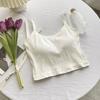 Beleza de volta sexy cruz envolto peito camisola feminina desgaste interno menina quente verão com almofada no peito desgaste exterior top sem mangas