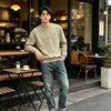 Nova blusa de moletom masculina solta de manga comprida e gola redonda para outono e inverno, pulôver casual simples moderno, camisa base para homens jovens e de meia-idade