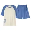 Pijama de Seda de Gelo para Homens, Shorts de Manga Curta para Verão, Novo Estilo 2026, Pode Ser Usado Fora de Casa, Pulôver, Roupa de Casa Esportiva Simples, Estilo Fino