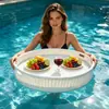 Bandeja flutuante para piscina e fonte termal, cesta redonda de rattan em formato de coração, adequada para pousadas, hotéis e vilas, com porta-copos e bandeja de café da manhã