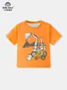 Suministro Transfronterizo 26 Años de Nuevas Camisetas Infantiles de Primavera y Verano con Animales de Dibujos Animados y Coches, Tops Infantiles con Cuello Redondo Estampados en Stock