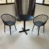 Conjunto de Mesa y Sillas Moderno para Exterior para Área de Ocio en Balcón, Mesa Redonda de Acero al Carbono para Patio al Aire Libre, Muebles de Plástico para Uso en Exterior de Tienda de Té de Leche