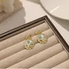 Pendientes Estilo Pintura al Óleo Jardín de Monet Estilo de Nicho de Mediados de Siglo Pendientes de Esmalte Retro para Mujer Goteo de Aceite Lujo Accesible Pendientes de Gama Alta