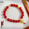 Nuevo Estilo Chino Tradicional Pulsera de Ábaco Nube Chapada en Oro Ágata Roja para Mujer, Tendencia Nacional Estilo DIY Pareja Regalo para Transmisión en Vivo