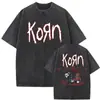 2025 Novo Estilo Lavado Vintage Banda de Rock Korn Falling Away from Me Camiseta Algodão