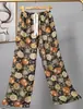 Pantalones de pijama de algodón para mujer, verano, finos, estampados, casuales, de pierna ancha, pueden usar mujeres embarazadas, comercio exterior, pantalones de talla grande