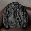Nueva Chaqueta de Piel Genuina para Hombre, Precio Especial, Estilo Corto con Cuello Solapa, Textura de Piel de Vaca, Acolchada, Abrigo de Piel Tallas Grandes para Otoño e Invierno
