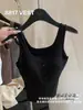 Camisola de botones con copas, prenda interior versátil, base de punto acanalado, top exterior adelgazante 8817