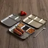 Placa de Barbacoa Integrada Retro de Acero Inoxidable con Cuatro Compartimentos para Condimentos y Salsas, Uso Comercial
